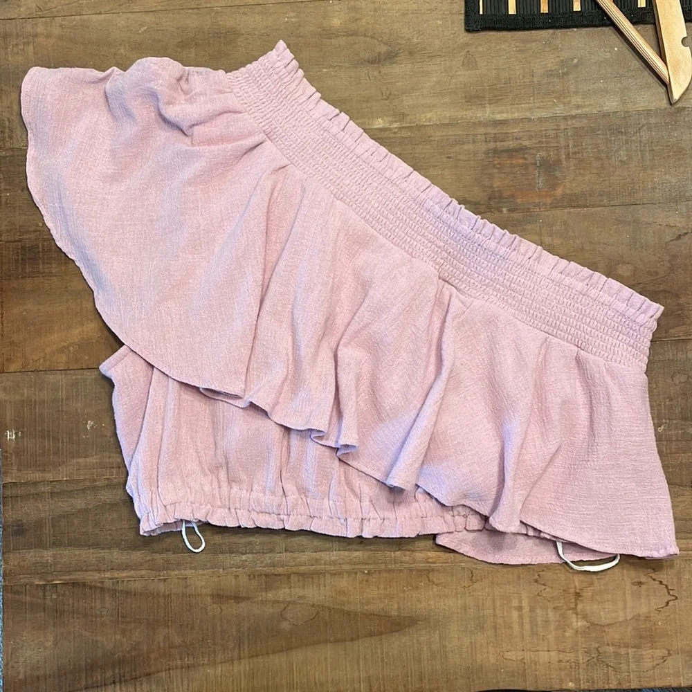Free People set “Go For Drama” ruffle skirt and one shoulder top set lavender - Picture 6 of 9